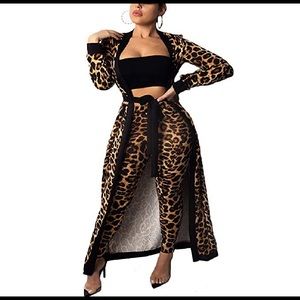 Leopard Print Pant and Jacket Set
